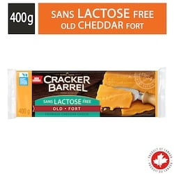 Cracker Barrel Sans lactose fromage naturel cheddar coloré fort 400 g, 2,25 $/100g