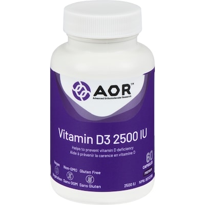 AOR Vitamin D3 2500 Iu 60 ea, $0.57/1ea