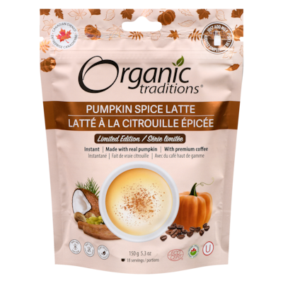 Organic Traditions Latté à la citrouille épicée série limitée 150 g, 11,99 $/100g