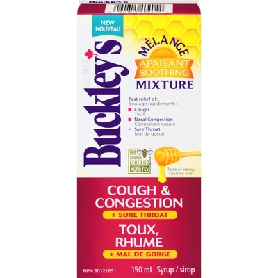 Buckley's Cough & Congestion + Sore Throat Syrup Soothing Mixture 0.15 l, $11.33/100ml