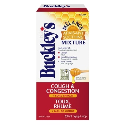 Buckley's Cough & Congestion + Sore Throat Syrup Soothing Mixture 250 ml, $8.00/100ml