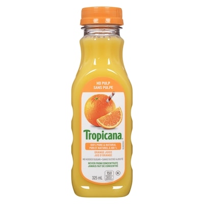 Tropicana Orange Juice, No Pulp 325 ml, $0.61/100ml