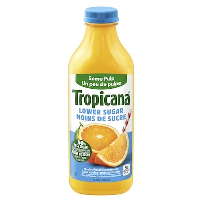 Tropicana Orange Juice, Some Pulp Lower Sugar 1.36 l, $0.48/100ml
