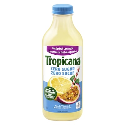 Tropicana Limonade au fruit de la passion Zéro sucre 1.36 l, 0,43 $/100ml