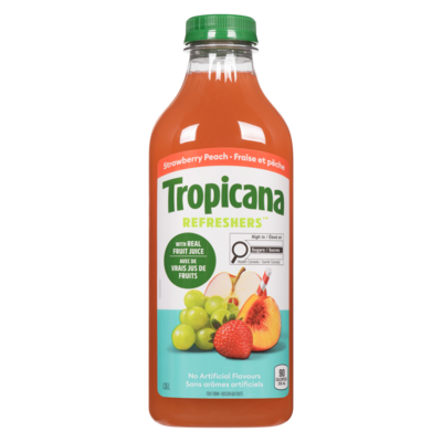Tropicana Refreshers Strawberry Peach  1.36 l, $0.46/100ml
