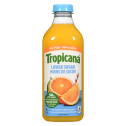 Tropicana Jus d'orange moins de sucre sans pulpe 1.36 l, 0,55 $/100ml