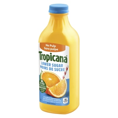 Jus d'orange moins de sucre sans pulpe