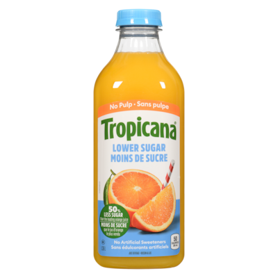 Jus d'orange moins de sucre sans pulpe