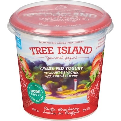 TREE ISLAND Grass-Fed Yogurt Pacific Strawberry 5% M.F. 350 g, $1.71/100g