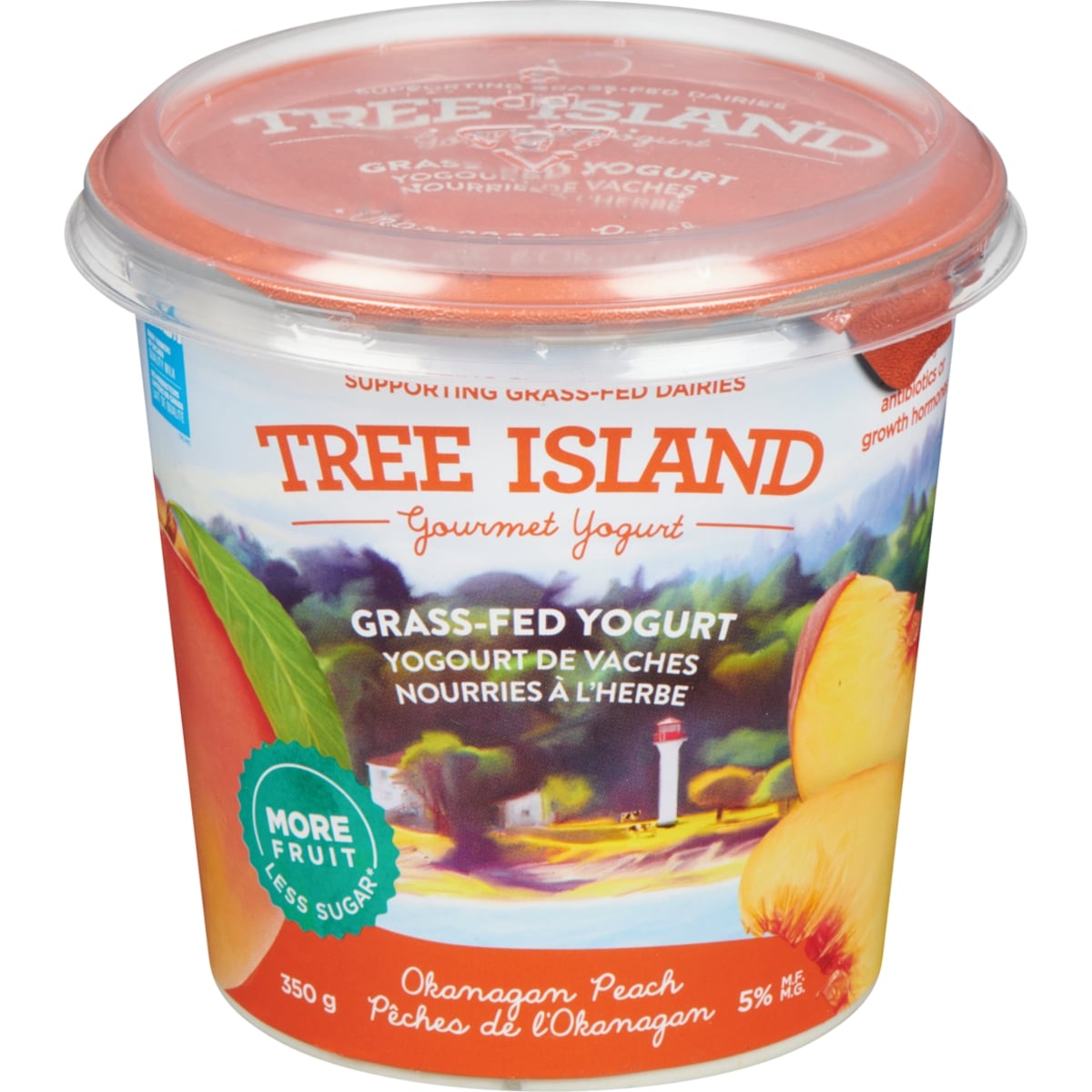 TREE ISLAND Grass-Fed Yogurt Okanagan Peach 6.5% M.F. 350 g, $1.57/100g