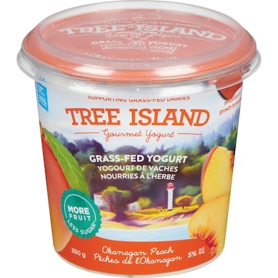 TREE ISLAND Grass-Fed Yogurt Okanagan Peach 6.5% M.F. 350 g, $1.71/100g