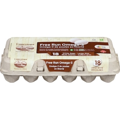 Conestoga Eggs White Eggs Free Run Omega-3 Large Size 18 ea, $0.53/1ea