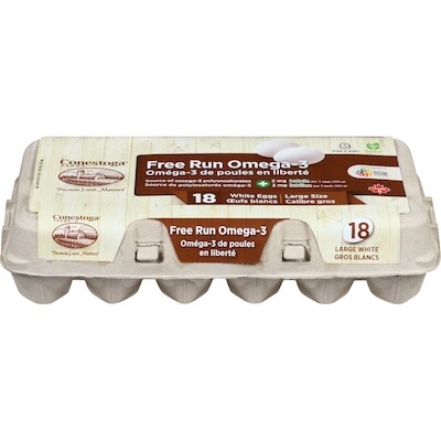 Conestoga Eggs Œufs blancs oméga-3 de poules en liberté calibre gros 18 ea, 0,58 $/1ch