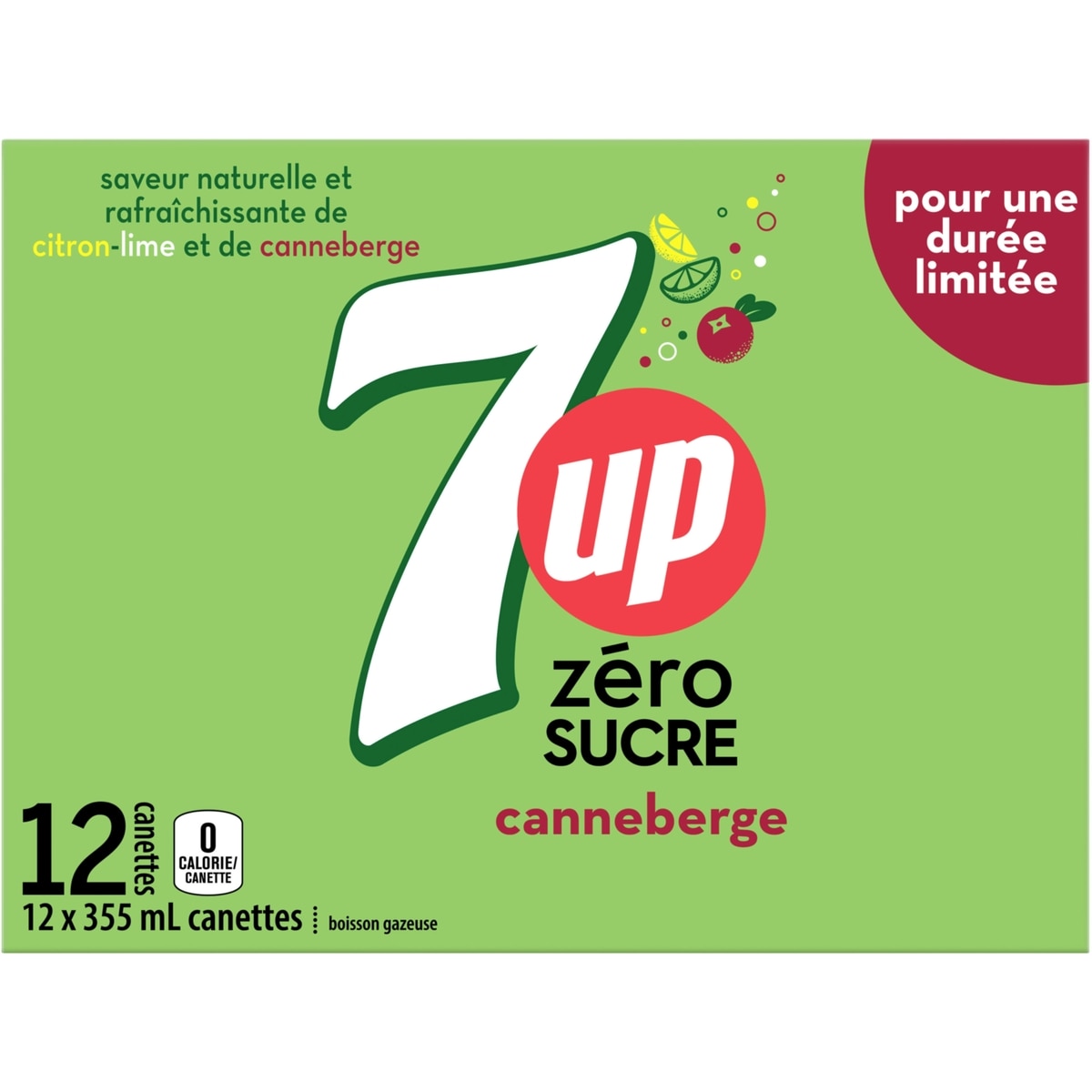 7 UP Canneberge Zéro Sucre  12x355.0 ml, 0,20 $/100ml