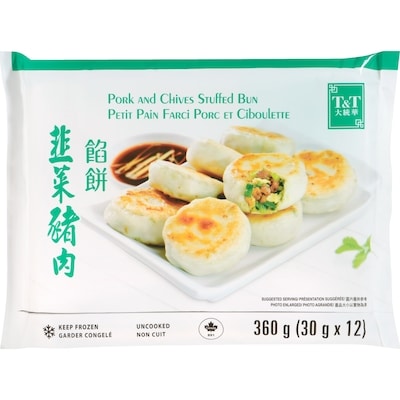 T&T Petit pain au porc et ciboulette 360 g, 1,94 $/100g