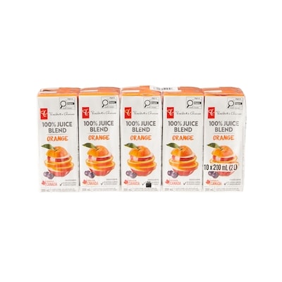 le Choix du Président Boîtes de mélange de jus orange à 100 % 10x200.0 ml, 0,23 $/100ml