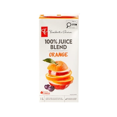le Choix du Président Mélange de jus à 100 %, orange  1 l, 0,29 $/100ml