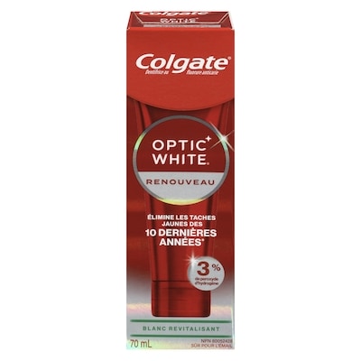 Colgate Optic white dentifrice au fluorure anticarie renouveau blanc revitalisant 70 ml, 12,13 $/100ml