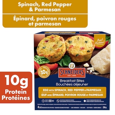 Schneiders Meat Pie Egg With Spinach, Red Pepper & Parmesan Breakfast Bites, 4 per pack 224 g, $2.90/100g