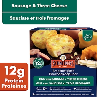 Schneiders Sausage & Three Cheese Breakfast Bites, 4 per pack 224 g, $2.90/100g