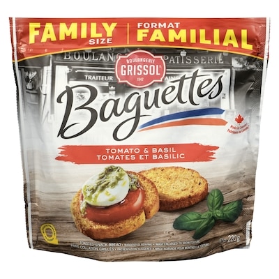 Grissol Baguettes tomates et basilic format familial 220 g, 2,27 $/100g