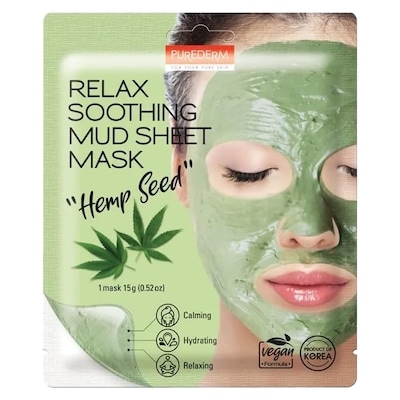 Purederm Relaxing Soothing Mud Sheet Mask "Hemp Seed" 1 ea, $4.49/1ea