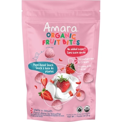 Amara Bouchées de fruits biologiques fraise et crème 23 g, 26,04 $/100g