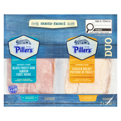 Pillers Smoked Black Forest Ham Cooked Chicken Breast Club Size Duo 350 g, $3.00/100g