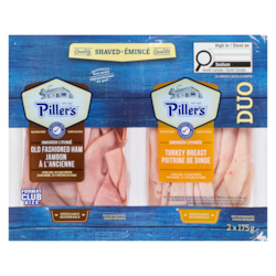 Pillers Smoked Old Fashioned Ham Smoked Turkey Breast Duo Club Size 350 g, $2.86/100g