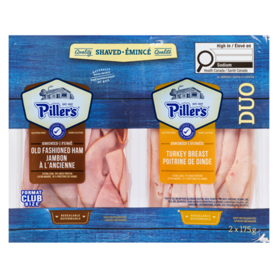 Pillers Smoked Old Fashioned Ham Smoked Turkey Breast Duo Club Size 350 g, $3.00/100g