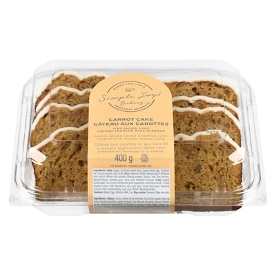 null Simple Joys Bakery gâteau tranché avec glaçage gâteau aux carottes 400 g, 1,25 $/100g