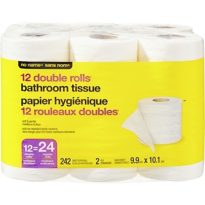 No Name Double Rolls Bathroom Tissue 12 Pack 12 ea, $0.50/1ea