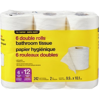 No Name Double Rolls Bathroom Tissue 6 Pack 6 ea, $0.83/1ea