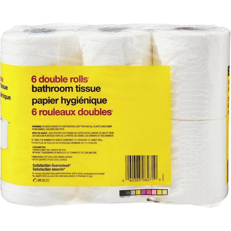 Double Rolls Bathroom Tissue 6 Pack
