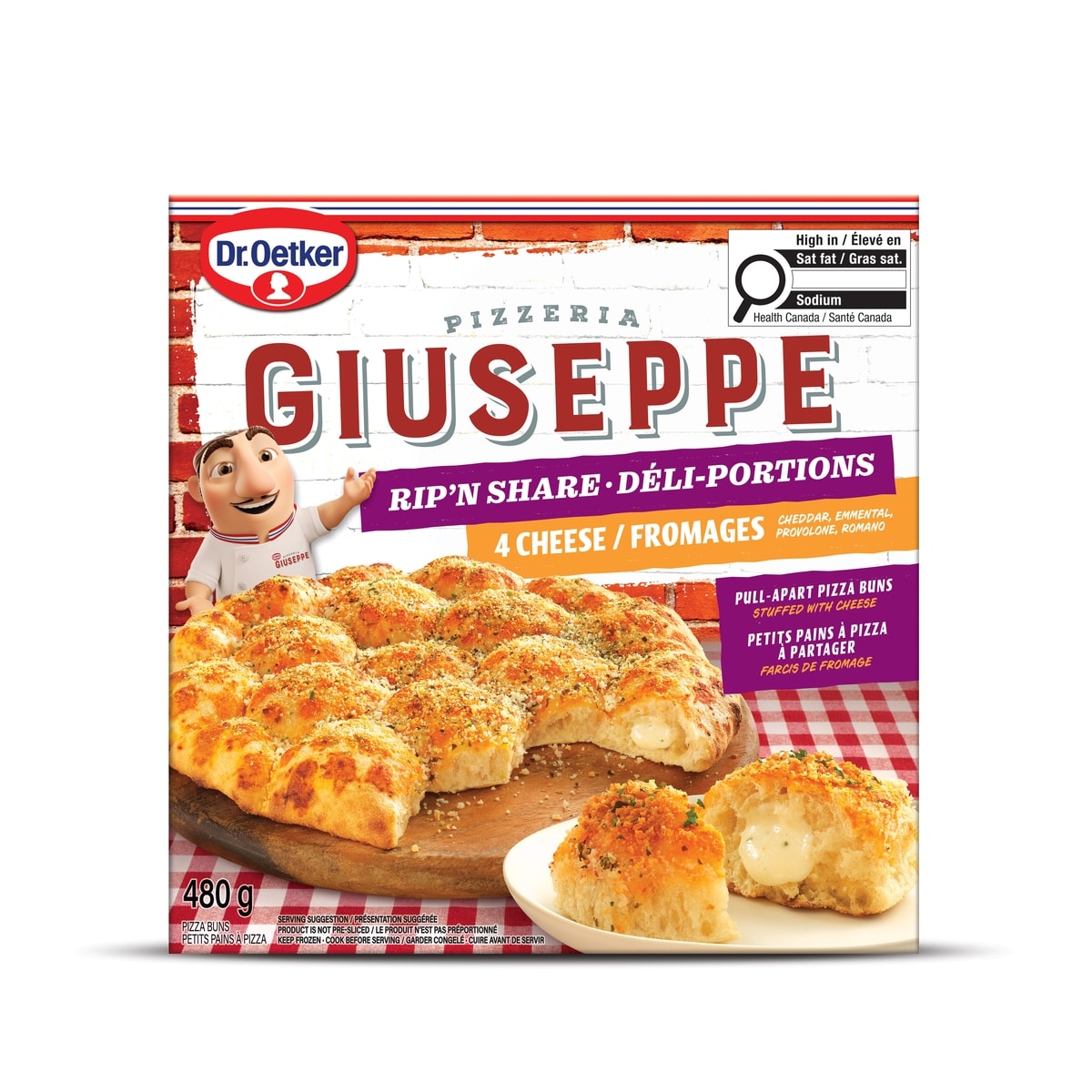 Dr. Oetker Giuseppe Pizzeria Pizza Buns Rip'n Share 4 Cheese