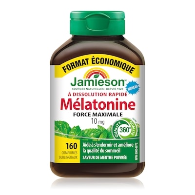 Jamieson Comprimés mélatonine à dissolution rapide, Menthe poivrée 160 ea, 0,25 $/1ch