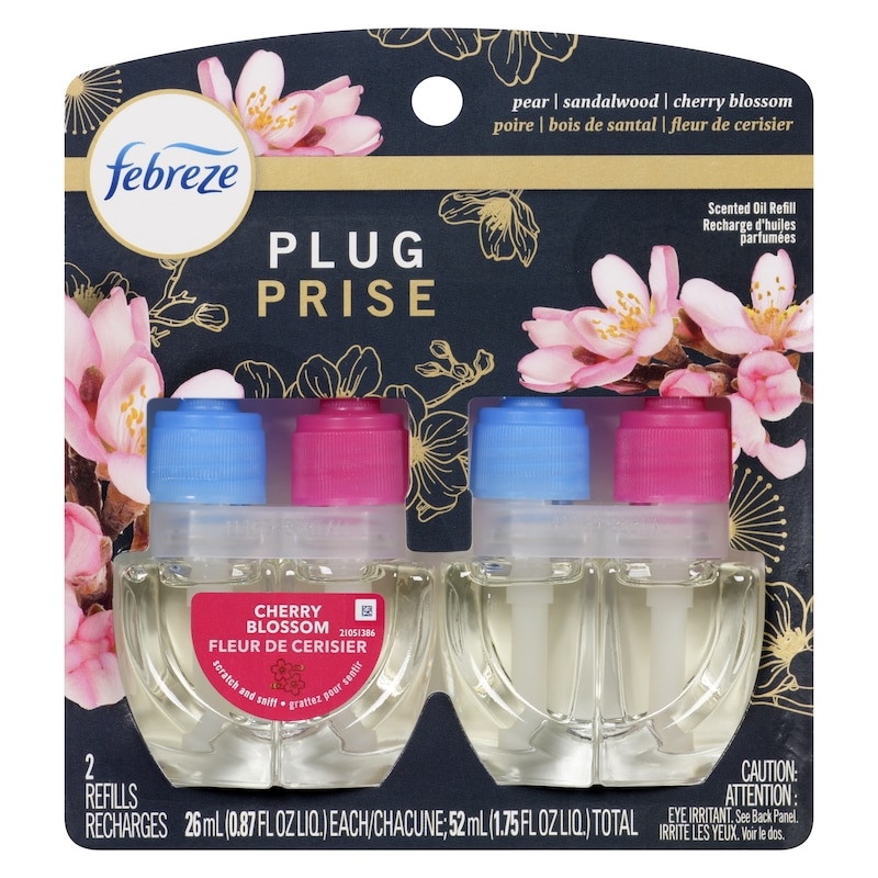 Plug In Air Freshener, Odor-Fighting Scented Oil Refill, Cherry Blossom, 2 Refill