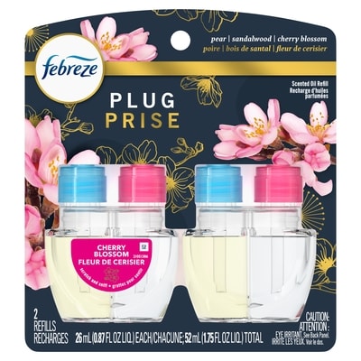 Febreze Recharge d’huile parfumée pour assainisseur d’air à brancher, Fleur de cerisier, 2 u 52 ml, 2,69 $/10ml