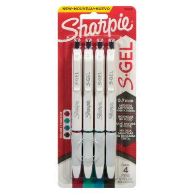 Sharpie Stylos gel, encre assortie, paquet de 4 1 ea, 10,50 $/1ch