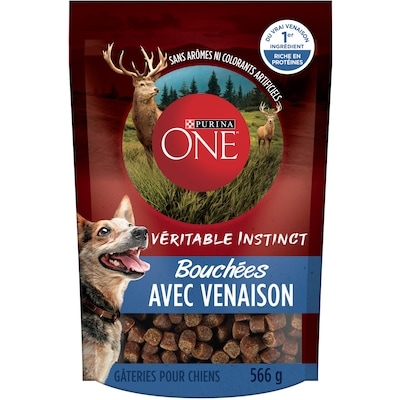 Purina ONE Véritable Instinct Bouchées Venaison, Gâteries pour Chiens 566 g, 2,65 $/100g