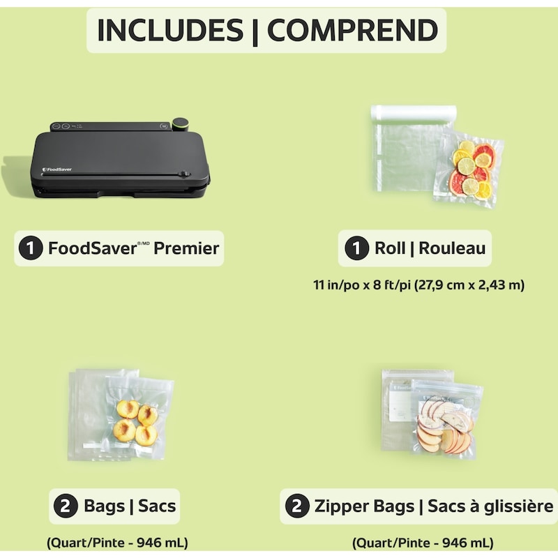 Premier Multi-Use Vacuum Sealer with Built-In Handheld Sealer, 1 Roll and 4 Bags, Matte Black