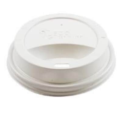 null Couvercle dôme en PP avec languette, blanc, recyclable, 10-20 oz. Pour gobelets en papier doublés de PE. 100 ea, 0,06 $/1ch