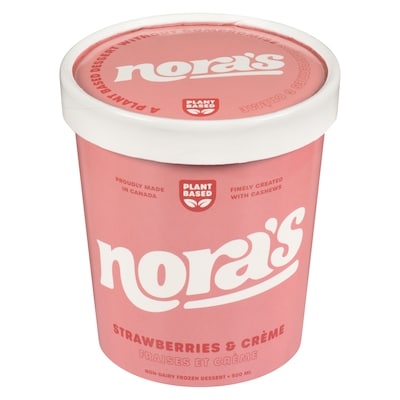 Nora Non-Dairy Frozen Dessert Strawberries & Crème 500 ml, $1.80/100ml
