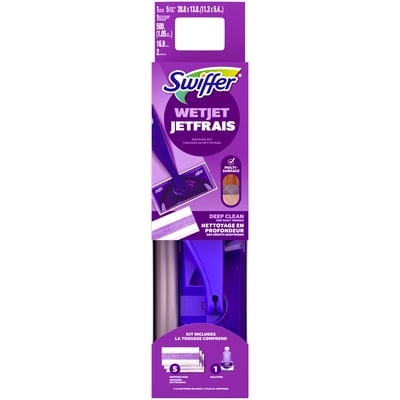 Swiffer WetJet Mop Starter Kit (1 Spray Mop, 5 Mopping Pads, 1 Floor Cleaner Liquid Solution) 1 ea, $36.99/1ea