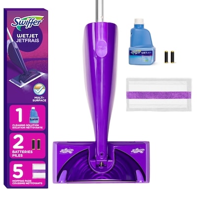 Swiffer WetJet Mop Starter Kit (1 Spray Mop, 5 Mopping Pads, 1 Floor Cleaner Liquid Solution) 1 ea, $34.99/1ea