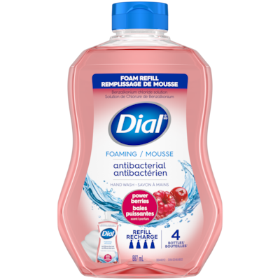 Dial Recharge de savon moussant antibactérien pour les mains, baies puissantes 887 ml, 1,01 $/100ml