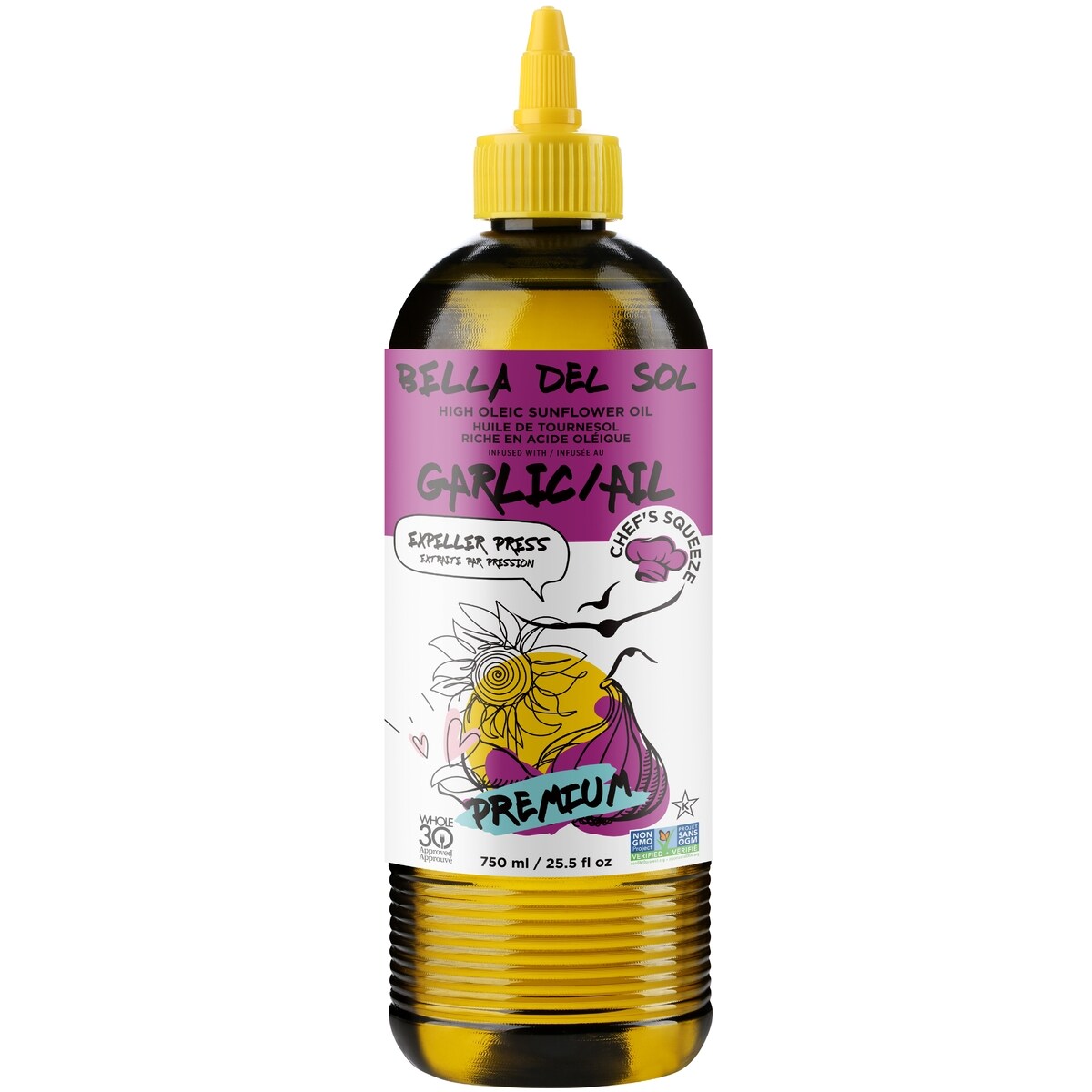 Bella Del Sol Huile de tournesol riche en acide olelque infusee a l'ail 750 ml, 1,13 $/100ml