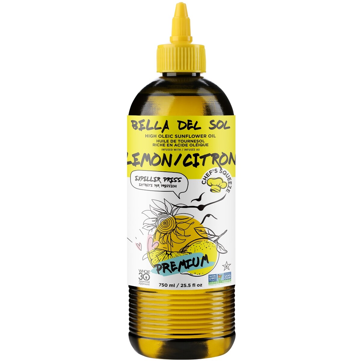 Bella Del Sol Huile de tournesol riche en acide oléique infusée au citron 750 ml, 1,13 $/100ml