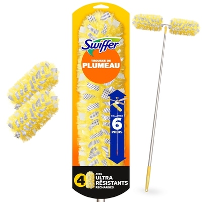Swiffer Ensemble de départ de plumeaux Ultra résistants avec manche super télescopique de 1,8 m (6 pi) avec 4 recharges 1 ea, 24,99 $/1ch