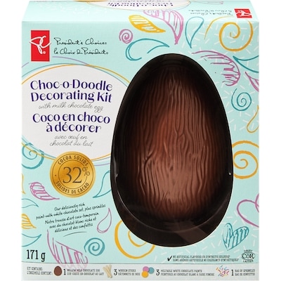 President's Choice Choc-o-Doodle Decorating Kit with Milk Chocolate Egg 1 ea, $9.99/1ea